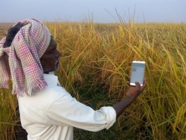 Indian farmer with mobile 600 x 450